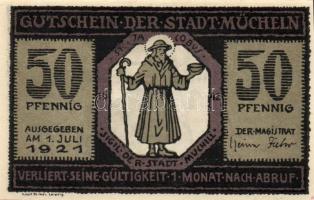 Német Birodalom /Weimari Köztársaság/ Mücheln 1921. 25Pf + 50Pf(3x) + 75Pf összesen 5klf db, teljes ...