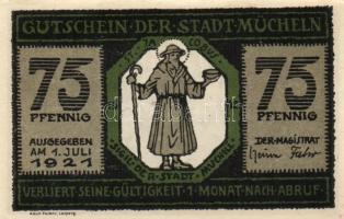 Német Birodalom /Weimari Köztársaság/ Mücheln 1921. 25Pf + 50Pf(3x) + 75Pf összesen 5klf db, teljes ...