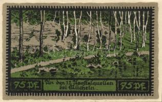 Német Birodalom /Weimari Köztársaság/ Mücheln 1921. 25Pf + 50Pf(3x) + 75Pf összesen 5klf db, teljes ...