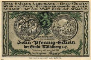 Német Birodalom /Weimari Köztársaság/ Mühlberg 1921. 10Pf + 25Pf + 50Pf 3klf db, teljes sor T:I