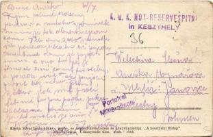 Keszthely, Balaton park. Mérei Ignác kiadása + "K.u.K. NOT-RESERVESPITAL in Keszthely" (EK...