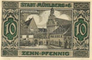 Német Birodalom /Weimari Köztársaság/ Mühlberg 1921. 10Pf + 25Pf + 50Pf 3klf db, teljes sor T:I