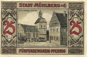 Német Birodalom /Weimari Köztársaság/ Mühlberg 1921. 10Pf + 25Pf + 50Pf 3klf db, teljes sor T:I