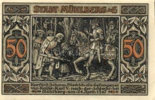 Német Birodalom /Weimari Köztársaság/ Mühlberg 1921. 10Pf + 25Pf + 50Pf 3klf db, teljes sor T:I