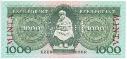 1996. 1000Ft "E 00000095" sorszámmal, piros "MINTA" felülnyomással és perforáció...
