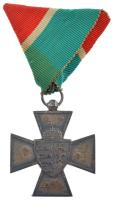 1940. Nemzetvédelmi Kereszt / A Hazáért hadifém kitüntetés mellszalaggal T:2  Hungary 1940. National Defense Cross war metal decoration with ribbon C:XF  NMK 442.