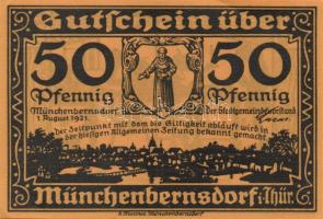 Német Birodalom /Weimari Köztársaság/ Münchenbernsdorf 1921. 50Pf(4x) 4klf db, teljes sor T:I