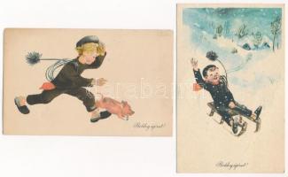 11 db MODERN magyar grafikai képeslap az 1960-70-as évekből / 11 MODERN Hungarian graphic motive pos...