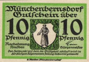 Német Birodalom /Weimari Köztársaság/ Münchenbernsdorf D.N. 10Pf + 25Pf + 50Pf 3klf db, teljes sor T...