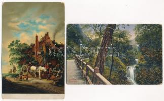 4 db RÉGI Stengel művész képeslap vegyes minőségben / 4 pre-1945 Stengel art postcards in mixed quality