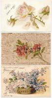 3 db RÉGI virágos litho képeslap 1900-ból / 3 litho flower postcards from 1900