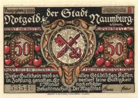 Német Birodalom /Weimari Köztársaság/ Naumburg 1920. 50Pf(12x) 12klf db, teljes sor T:I