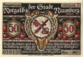 Német Birodalom /Weimari Köztársaság/ Naumburg 1920. 50Pf(12x) 12klf db, teljes sor T:I