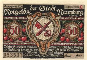 Német Birodalom /Weimari Köztársaság/ Naumburg 1920. 50Pf(12x) 12klf db, teljes sor T:I