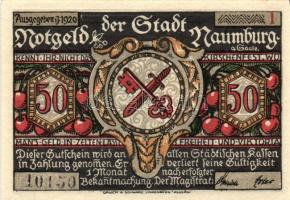 Német Birodalom /Weimari Köztársaság/ Naumburg 1920. 50Pf(12x) 12klf db, teljes sor T:I