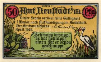 Német Birodalom /Weimari Köztársaság/ Neustadt 1922. 50Pf(2x) + 75Pf(2x) 4klf db, teljes sor T:I