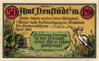 Német Birodalom /Weimari Köztársaság/ Neustadt 1922. 50Pf(2x) + 75Pf(2x) 4klf db, teljes sor T:I