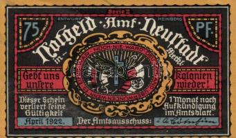 Német Birodalom /Weimari Köztársaság/ Neustadt 1922. 50Pf(2x) + 75Pf(2x) 4klf db, teljes sor T:I