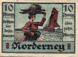 Német Birodalom /Weimari Köztársaság/ Norderney 1921. 10Pf + 25Pf + 50Pf 3klf db, teljes sor T:I-