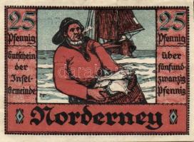 Német Birodalom /Weimari Köztársaság/ Norderney 1921. 10Pf + 25Pf + 50Pf 3klf db, teljes sor T:I-