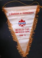 1986 Mexikói Foci VB Magyarország-Kanada foci-zászló / 1986 Mexico Football WC. Hungary-Canada match flag 50 cm