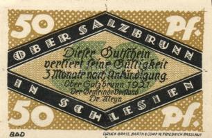 Német Birodalom /Weimari Köztársaság/ Ober-Salzbrunn 1921. 50Pf(5x) 5klf db, teljes sor T:I