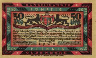 Német Birodalom /Weimari Köztársaság/ Oldenburg 1921. 50Pf(6x) 6klf db, teljes sor T:I