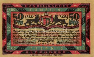 Német Birodalom /Weimari Köztársaság/ Oldenburg 1921. 50Pf(6x) 6klf db, teljes sor T:I