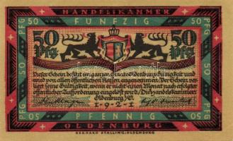 Német Birodalom /Weimari Köztársaság/ Oldenburg 1921. 50Pf(6x) 6klf db, teljes sor T:I