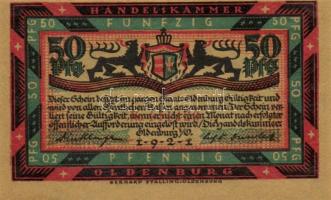 Német Birodalom /Weimari Köztársaság/ Oldenburg 1921. 50Pf(6x) 6klf db, teljes sor T:I