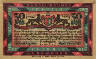 Német Birodalom /Weimari Köztársaság/ Oldenburg 1921. 50Pf(6x) 6klf db, teljes sor T:I