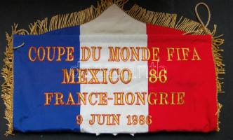 1986 Mexikói Foci VB Magyarország-Franciaország meccs-zászló / 1986 Mexico Football WC. Hungary-France match flag 50x40 cm