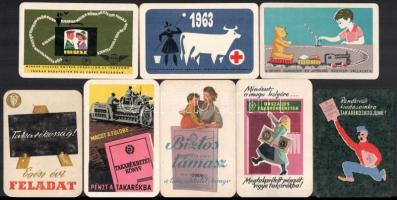 1956-1965 8 db különféle kártyanaptár (OTP, IBUSZ, Vöröskereszt)