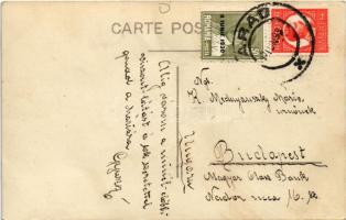 Arad, Ferdinán király út, autók. Mándi Gyula foci válogatott és későbbi edző levele Mednyánszky Mári...