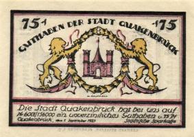 Német Birodalom /Weimari Köztársaság/ Quakenbrück 1921. 25Pf + 50Pf + 75Pf 3klf db, teljes sor T:I