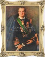 Jelzés nélkül: Horthy Miklós kormányzó portréja. Olaj, vászon. Dekoratív, kissé sérült fakeretben. 80×60 cm