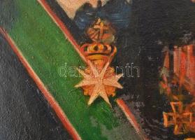 Jelzés nélkül: Horthy Miklós kormányzó portréja. Olaj, vászon. Dekoratív, kissé sérült fakeretben. 8...