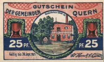 Német Birodalom /Weimari Köztársaság/ Quern 1921. 25Pf(3x) + 50Pf(3x) összesen 6klf db, teljes sor T...