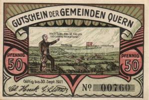 Német Birodalom /Weimari Köztársaság/ Quern 1921. 25Pf(3x) + 50Pf(3x) összesen 6klf db, teljes sor T...