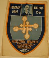 1934. "Friedrich Párt" dekoratív választási plakátja 48x67cm,  széleken beszakadva,de ezenkívül ép állapotban / Dekor. Wahlplakat, Rissig