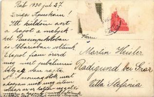 1930 Rab, Arbe; turista vitorlás. A levél írója is az egyik utas / tourist sailing ship. photo