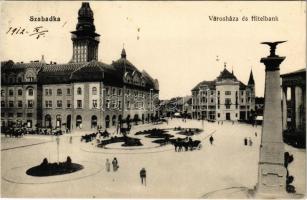1912 Szabadka, Subotica; Városház, Hitelbank. Krécsi A. Nándor kiadása / town hall, bank