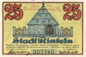 Német Birodalom /Weimari Köztársaság/ Rinteln 1920. 10Pf + 25Pf + 50Pf 3klf db, teljes sor T:I