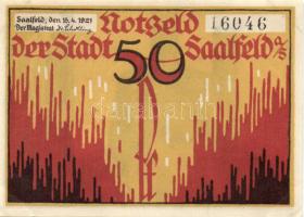 Német Birodalom /Weimari Köztársaság/ Saalfeld 1921. 50Pf(3x) 3klf db, teljes sor T:I