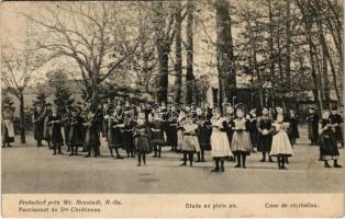 1908 Frohsdorf (Wiener Neustadt), Pensionnat de Ste Chrétienne, Etude en plein air, cour de recreation / girl school, outdoor study (EK)