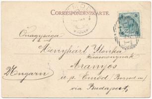 1902 Linz, Franz Josef PLatz / tér, villamos, hintók / square, chariots, tram (EK)