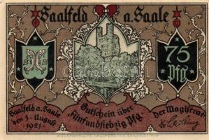 Német Birodalom /Weimari Köztársaság/ Saalfeld 1921. 75Pf(5x) 5klf db, teljes sor T:I