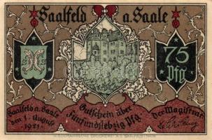 Német Birodalom /Weimari Köztársaság/ Saalfeld 1921. 75Pf(5x) 5klf db, teljes sor T:I