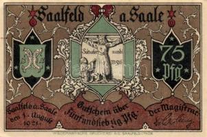 Német Birodalom /Weimari Köztársaság/ Saalfeld 1921. 75Pf(5x) 5klf db, teljes sor T:I