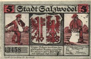 Német Birodalom /Weimari Köztársaság/ Salzwedel 1921. 5Pf + 10Pf + 25Pf + 50Pf 4klf db, teljes sor T:I